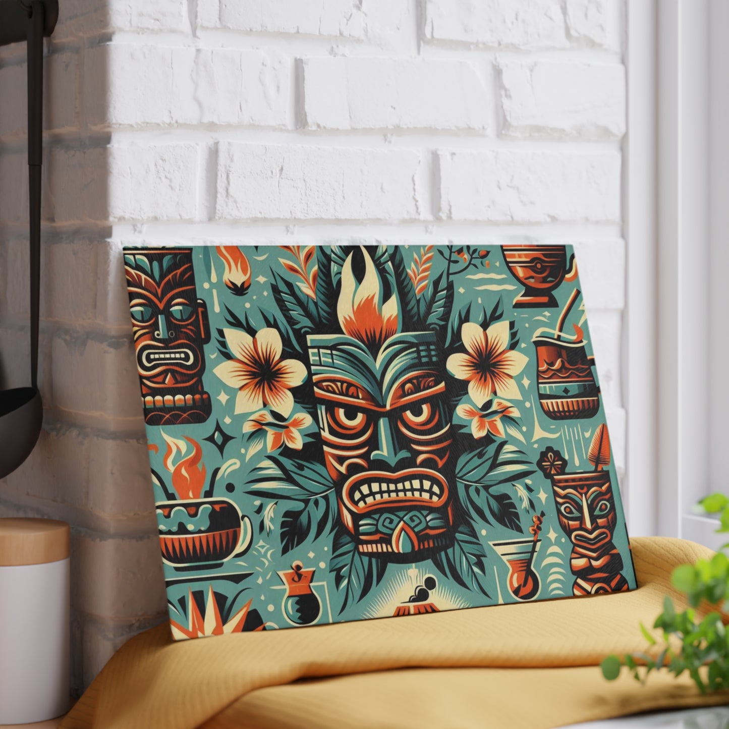 Tiki Art Glass Cutting Board