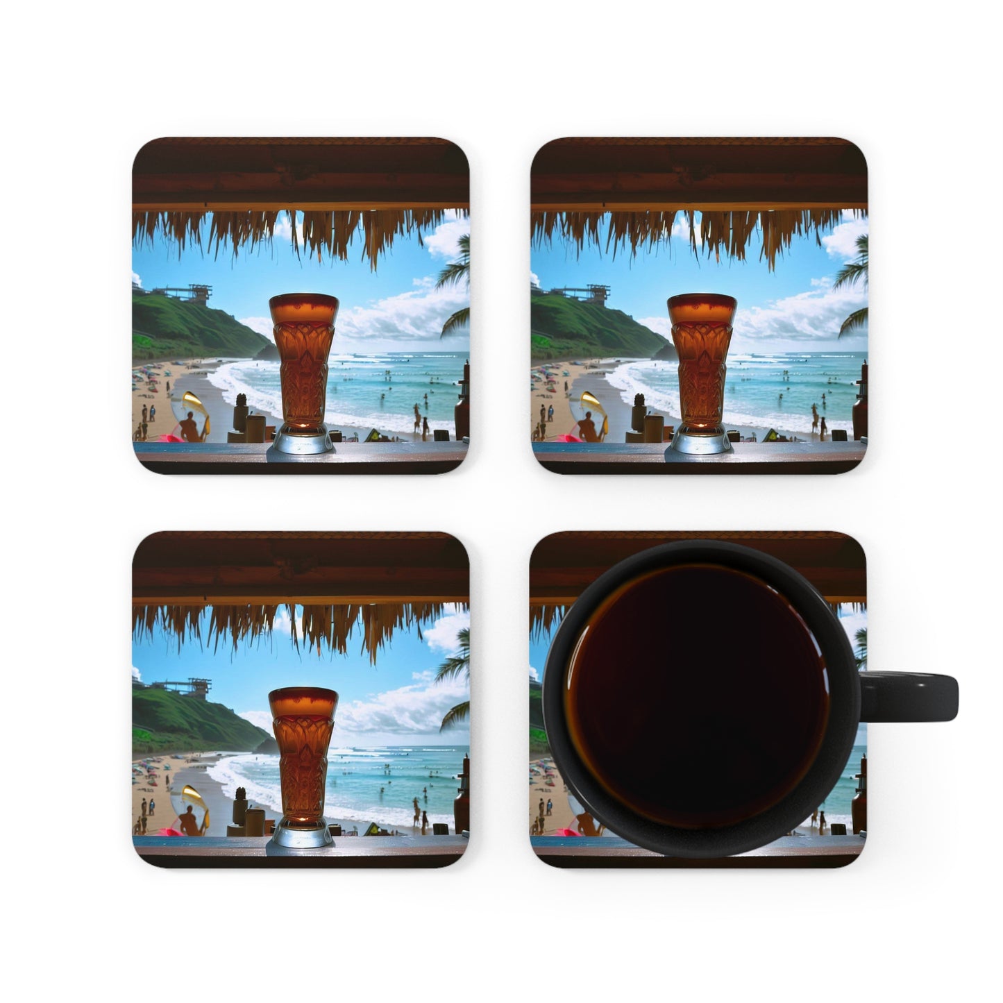 Tiki Coaster Set Corkwood