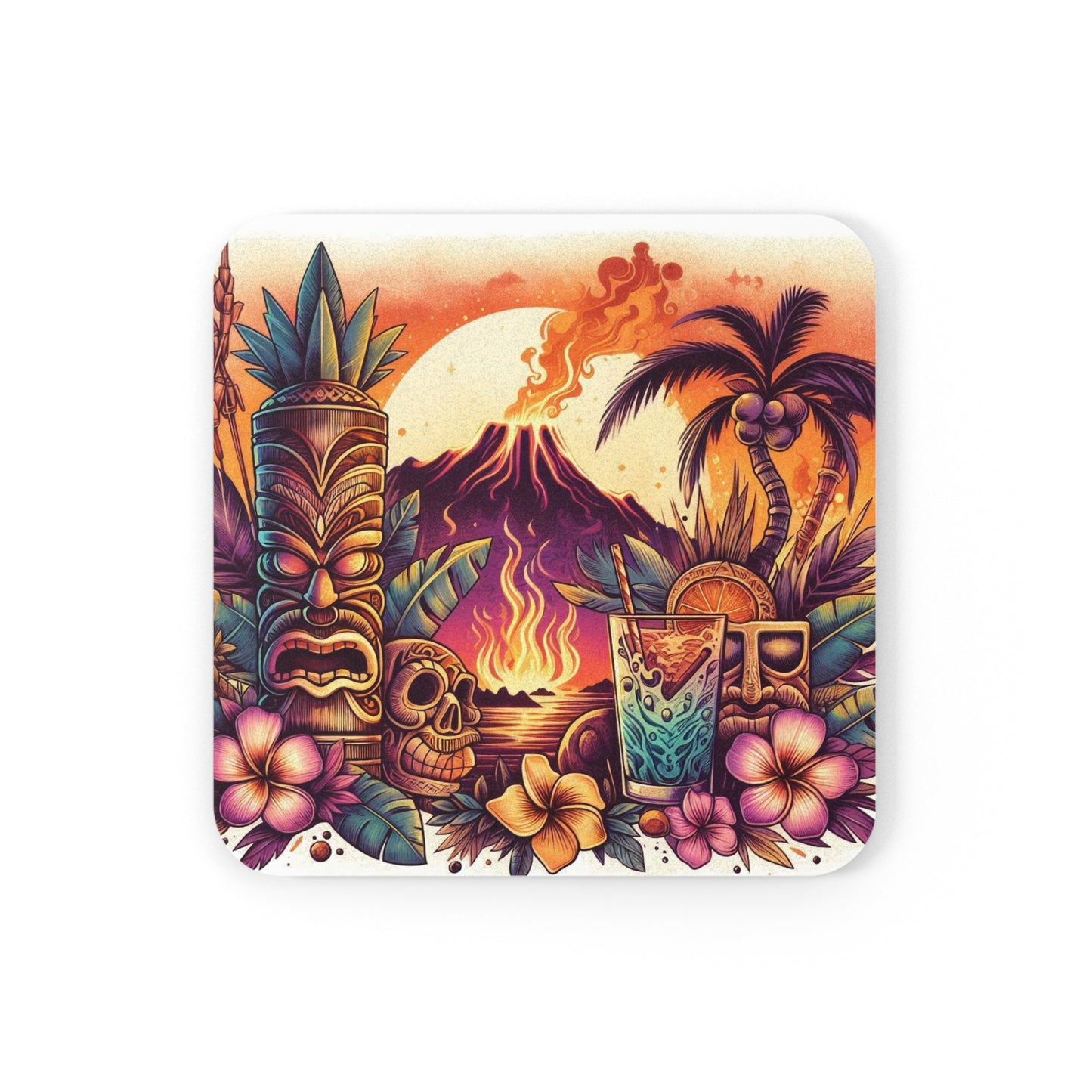 Tiki Coaster Cork Back