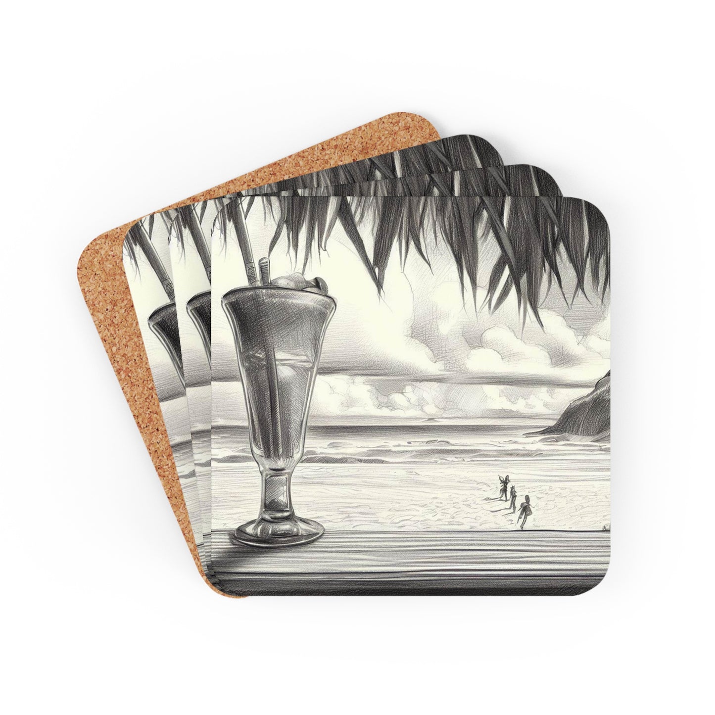 Tiki Coaster Set Corkwood