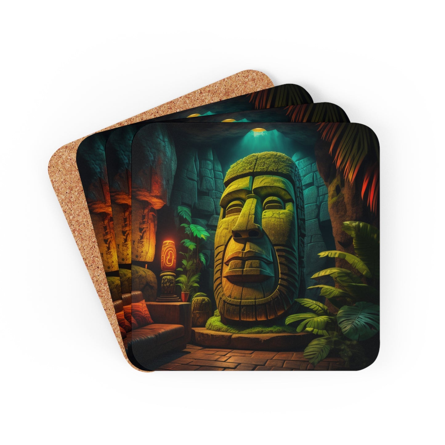 Tiki Coaster Set Corkwood