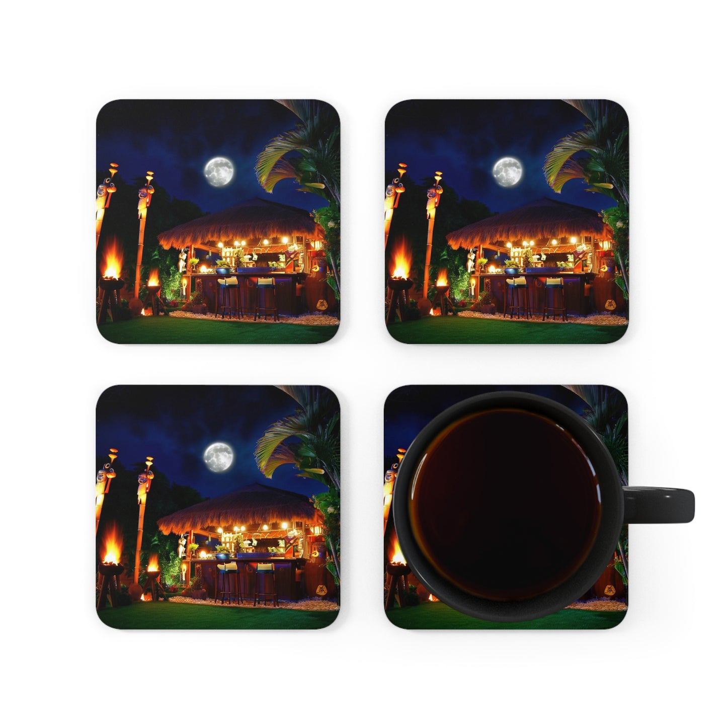 Tiki Coaster Set Corkwood