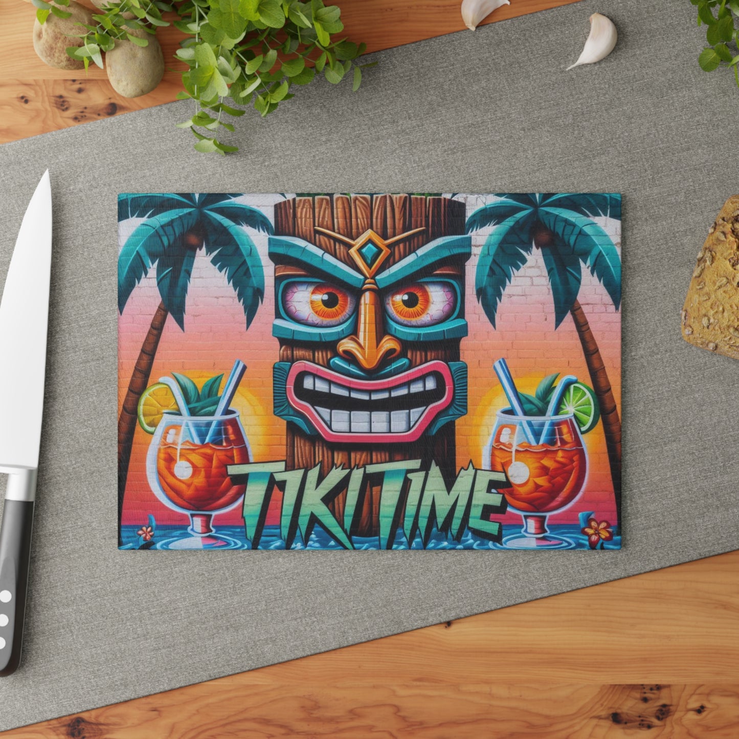 Tiki Art Glass Cutting Board