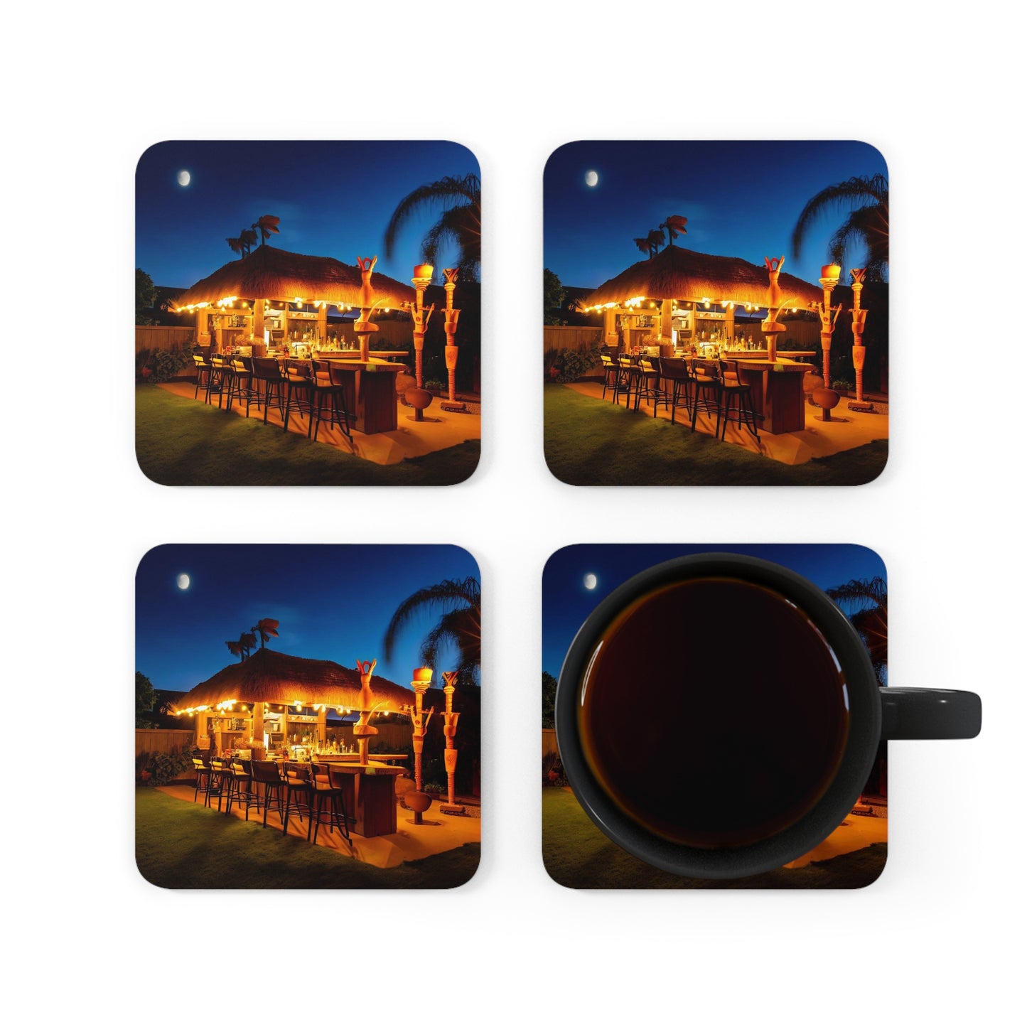 Tiki Coaster Set Corkwood