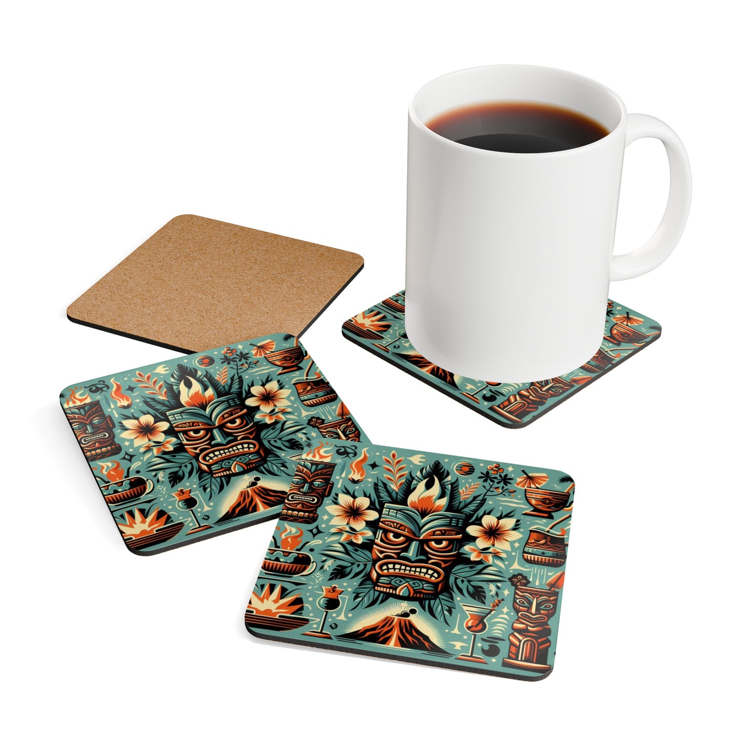 Tiki Corkwood Coaster Set