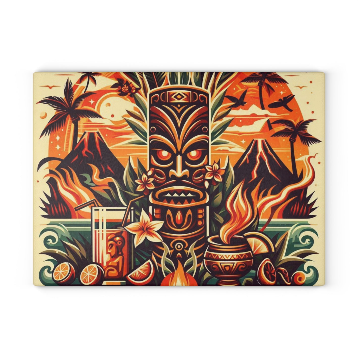 Tiki Art Glass Cutting Board