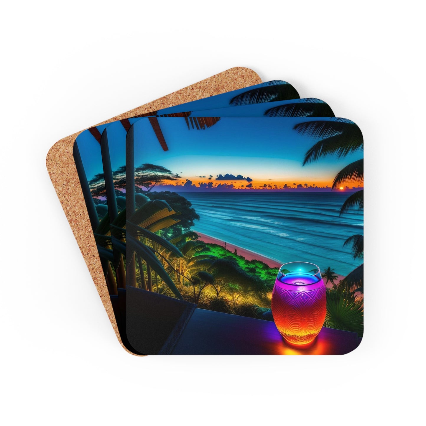 Tiki Coaster Set Corkwood