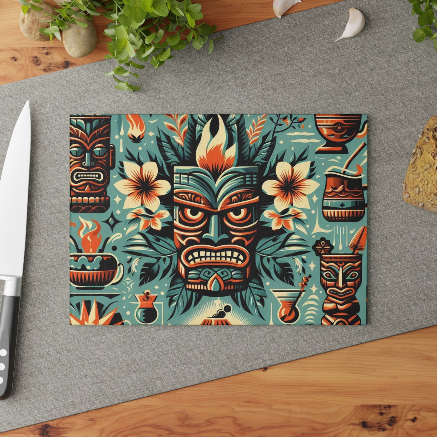 Tiki Art Glass Cutting Board