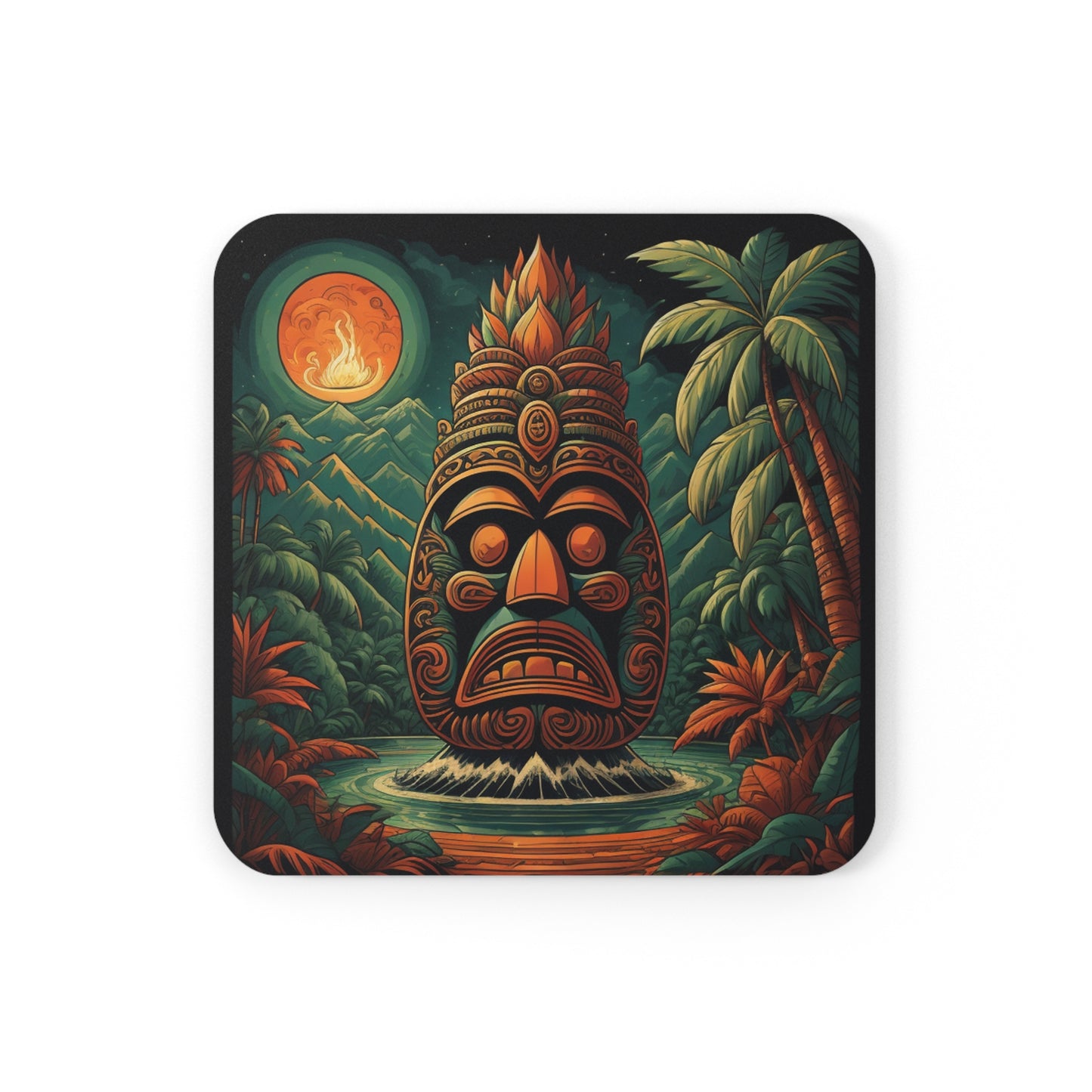 Tiki Coaster Set Corkwood