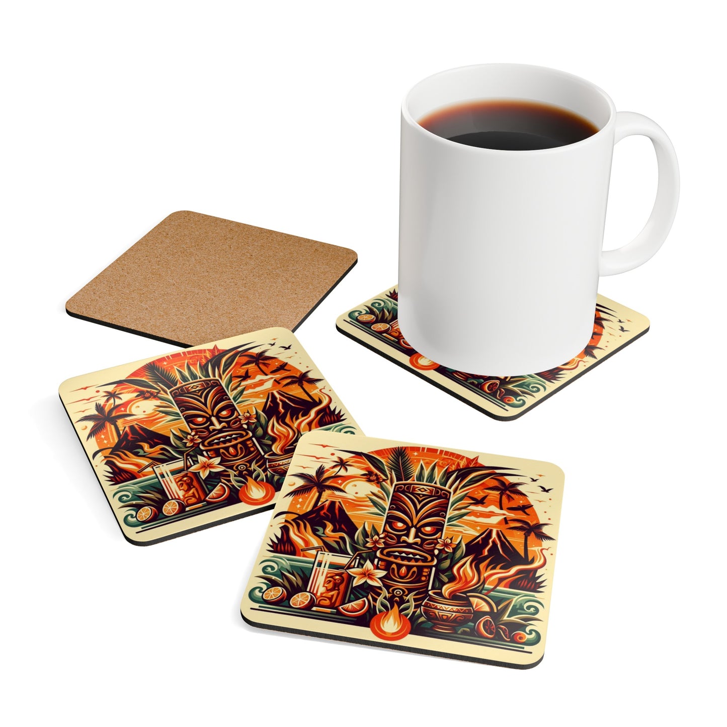 Tiki Corkwood Coaster Set