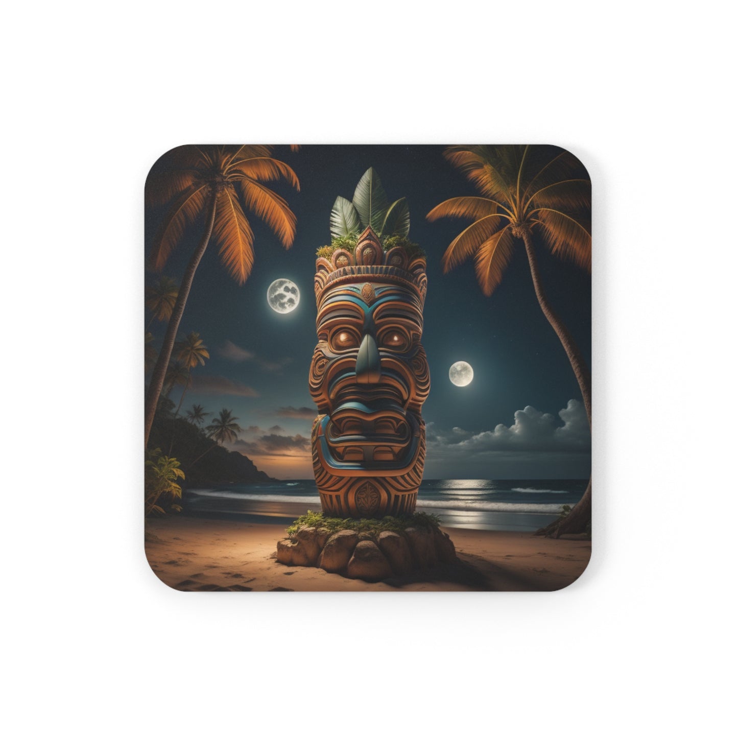 Tiki Coaster Set Corkwood