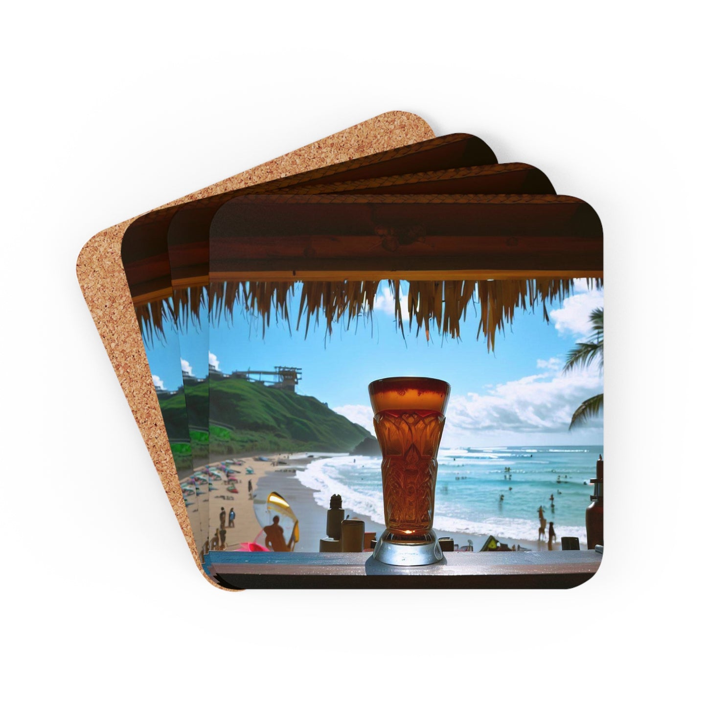 Tiki Coaster Set Corkwood