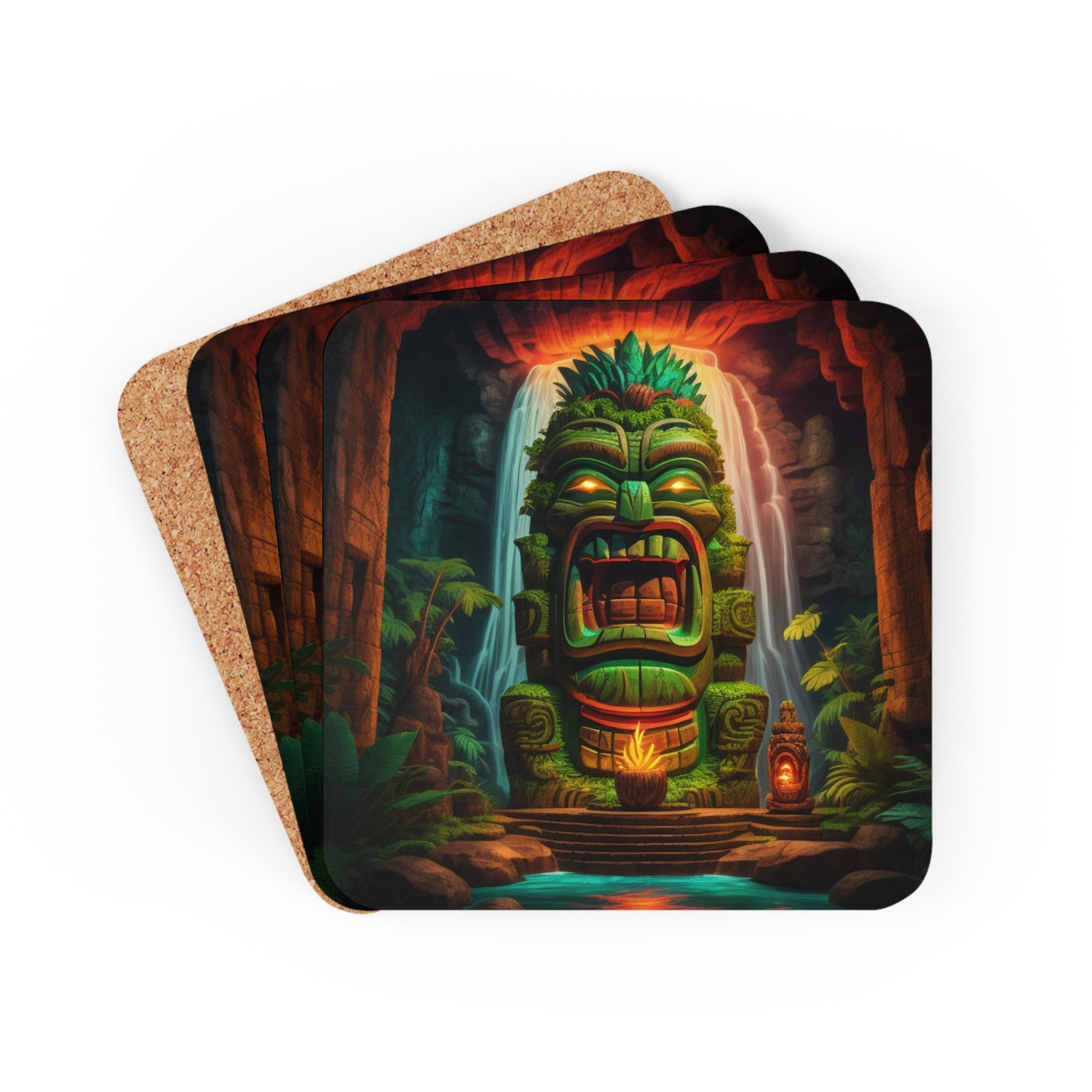 Tiki Coaster Set Corkwood