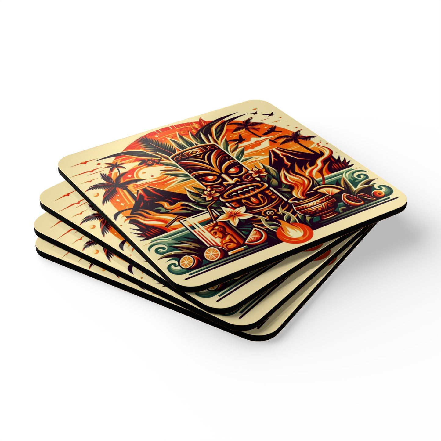 Tiki Corkwood Coaster Set