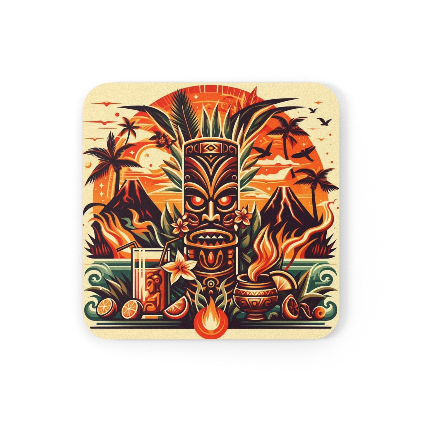 Tiki Coaster Cork Back