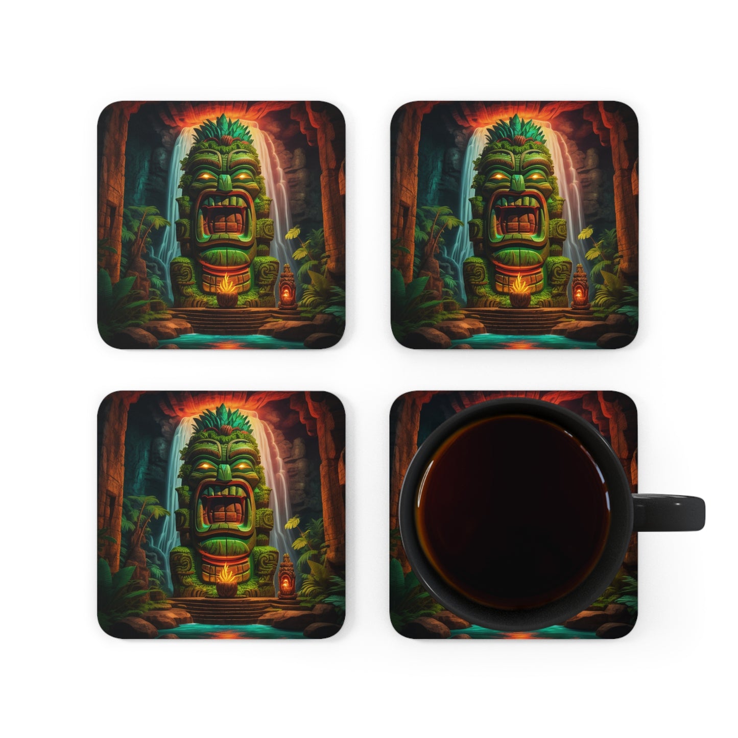 Tiki Coaster Set Corkwood