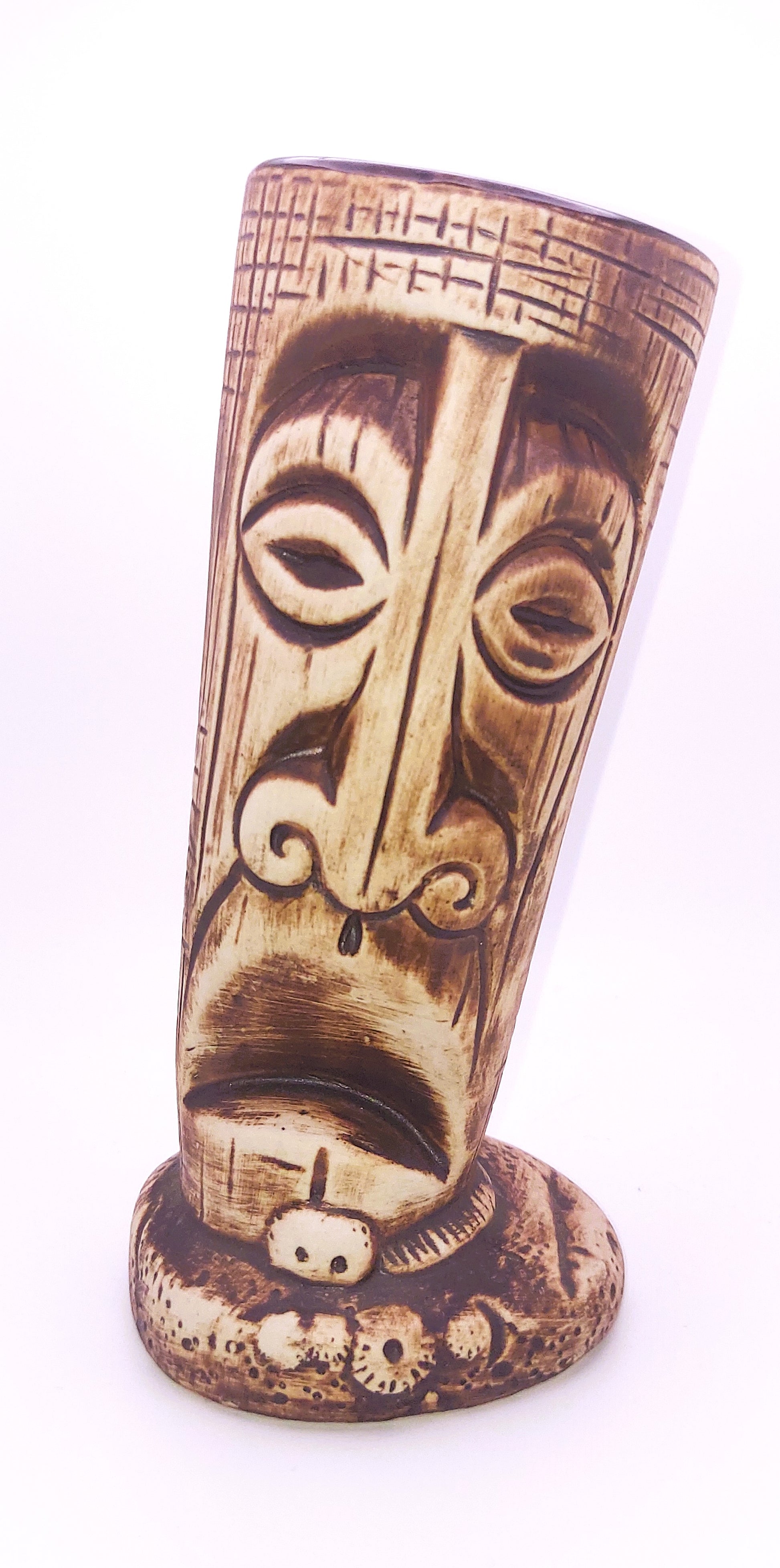 Brown washed frowning Tiki Mug